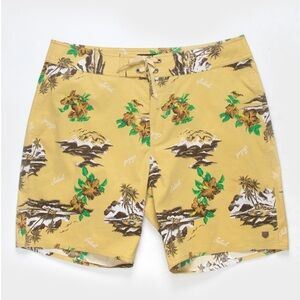 Brixton Temple Swim Trunks, Relaxed Fit, Straw, Size: 31